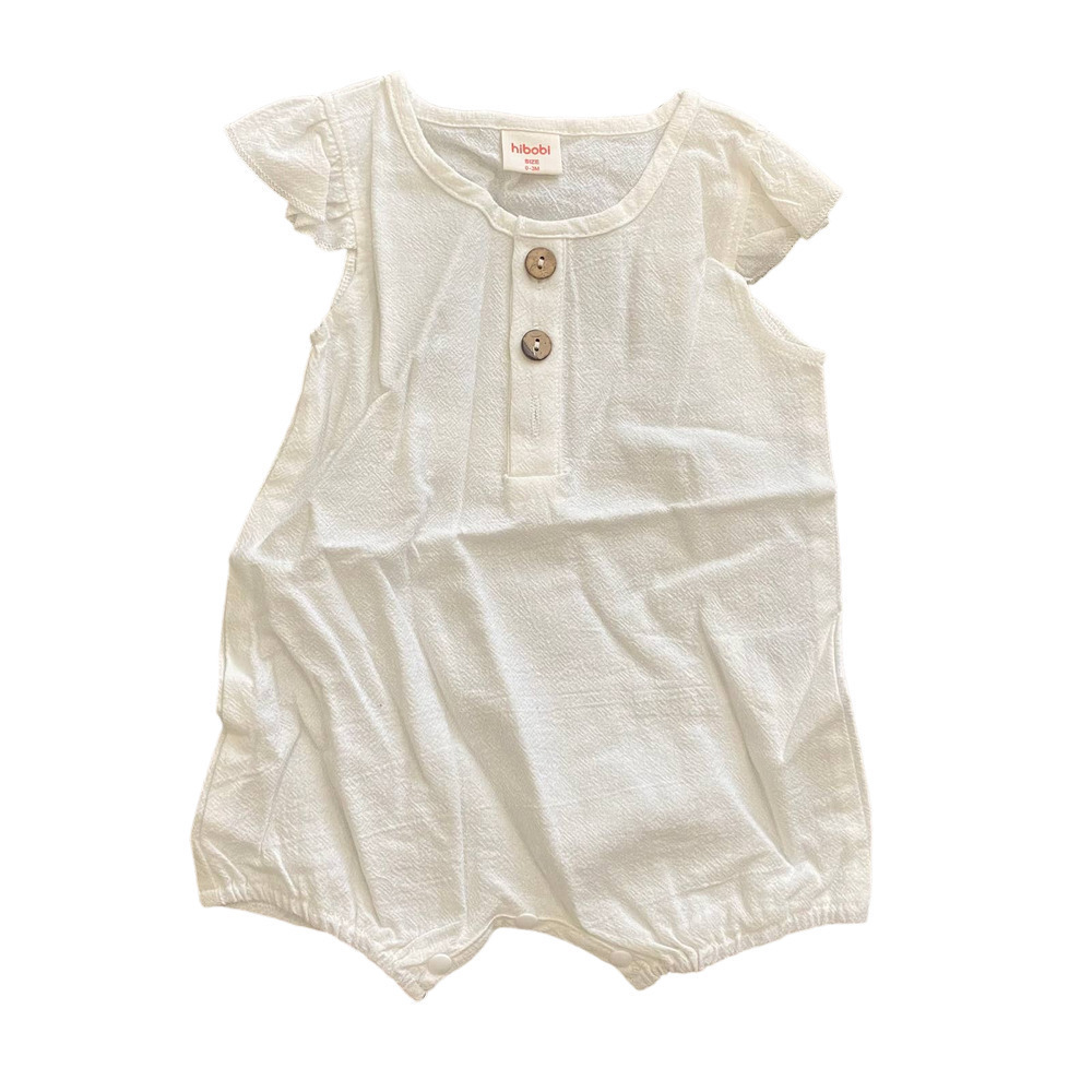Hibobi Ruffle Sleeve Jumpsuit in Cream, Size 0-3M​​​​​​​​